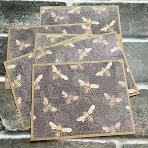 Honey Bees on Lace Boxed Note Cards Set of 6 With Envelopes