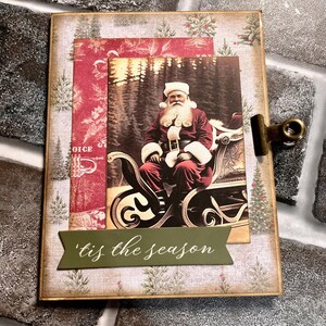 Santa Claus Vintage Style Christmas Small Ephemera Altered Folder for Junk Journal