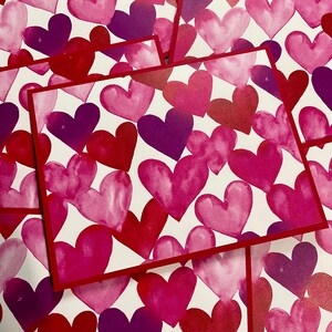 Valentine Hearts Handcrafted Boxed Note Cards - Set of 6 -  With Envelopes