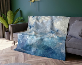 Crushed Velvet Blanket, watercolor art, contemporary decor, new home decor, nursery room decor, sofa throw, bedroom throw, cozy blanket
