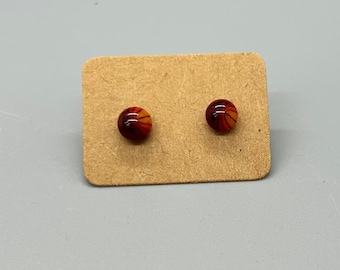 Glass Stud Earrings with Stainless Steel post Fall Leaves