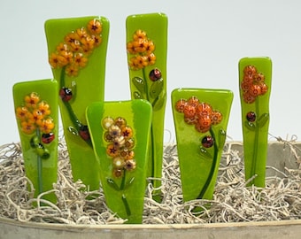 Fused Glass Flower Plant Stakes or Markers