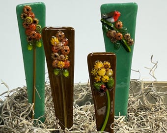Fused Glass Flower Plant Stake or Marker
