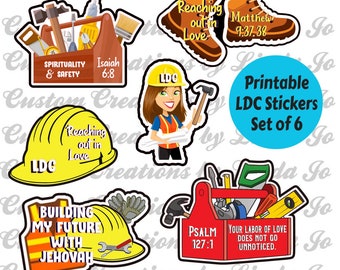 JW LDC Printable Stickers Set of 6 JPG File