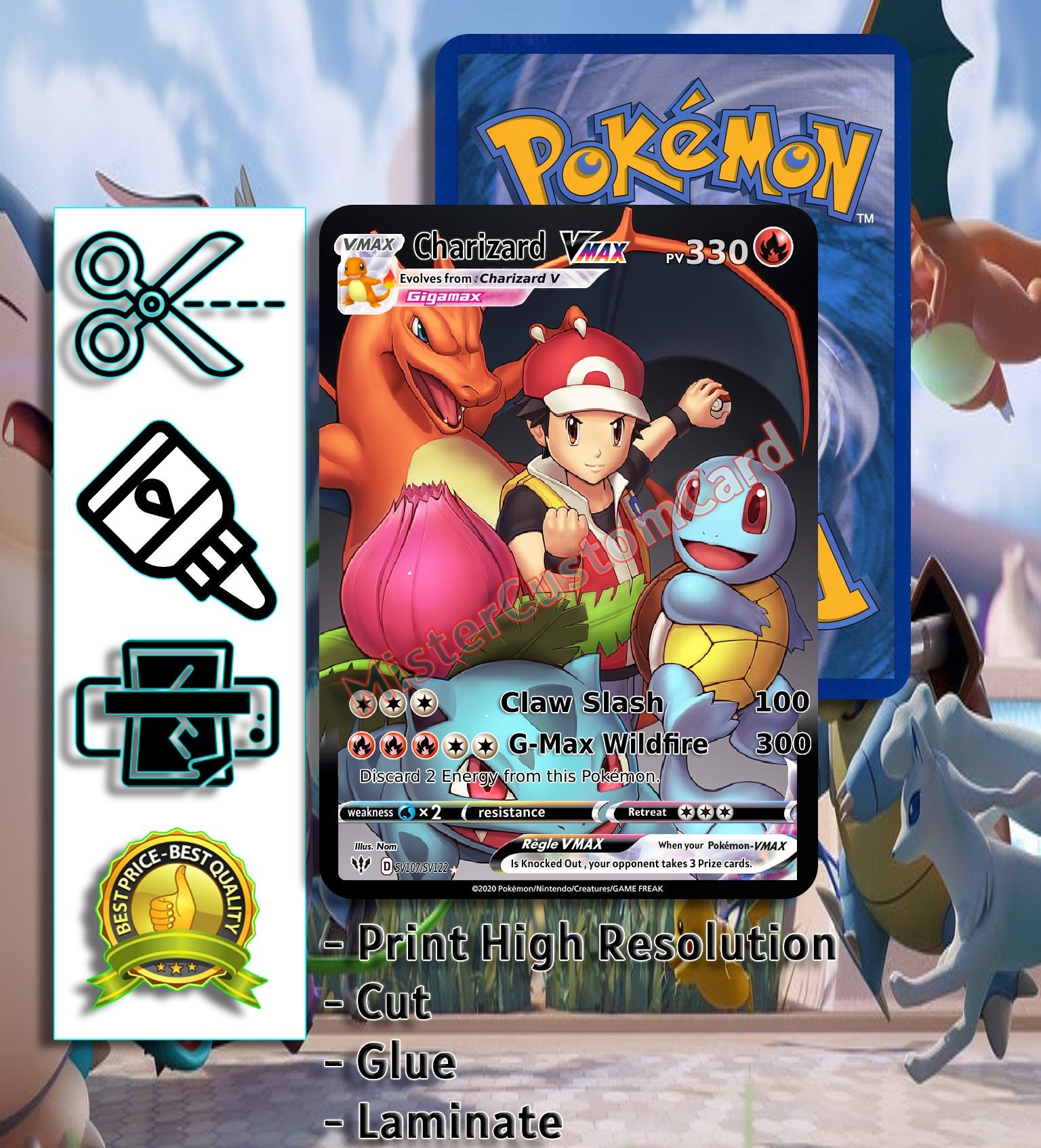 Card / Carte / Custom Pokemon Full Art GX Tag Team - Etsy