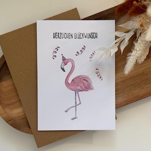 Grußkarten zum Geburtstag einzeln oder im Set • Klappkarte mit Briefumschlag • verschiedene Aquarell-Motive Cupcakes/Flamingo/Blumenwiese