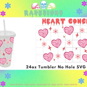 Valentine Heart Concha, Cafecito y Chisme SVG PNG,  Cute Pan Dulce Pink Mexican Sweet Bread Graphics, Heart Love wrap for Tumbler Cup 24oz,