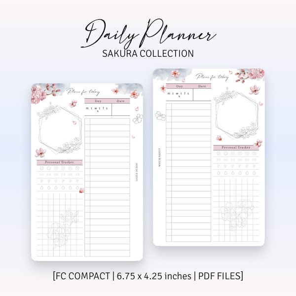 FC COMPACT - Sakura Collection | Daily Planner with Personal Tracker and Notes Section