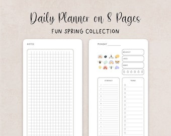 A5 SLIM SIZE - Fun Spring Collection | Daily Planner on 8 Pages