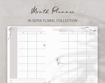 POCKET SIZE - In Sepia Floral Collection | Month, Weekly and Daily Planners + Free Cover