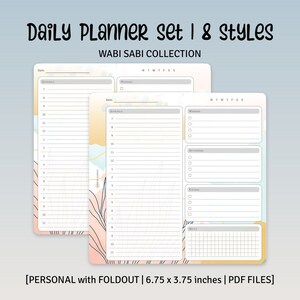 PERSONAL SIZE with FOLDOUT - Wabi Sabi Collection | Daily Planner Set, 8 Styles