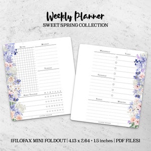 Filofax Mini Planner: Sweet Spring Settimanale, Giornaliero, Note (file PDF)
