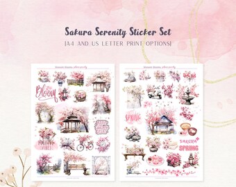 A4 and US Letter - Sakura Serenity Sticker Set