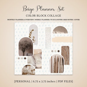 PERSONAL SIZE - Color Block Collage | Beige Planner Set of 6