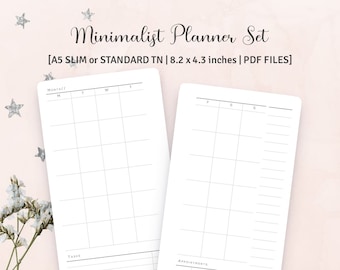 A5 SLIM SIZE - Minimalist Functional Planner Set of 8 | No. 2