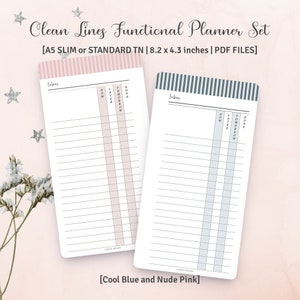 Planificador funcional de líneas limpias tamaño A5 delgado
