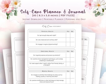 A5 SIZE - Minimal Self-Care Planner and Gratitude Journal Set