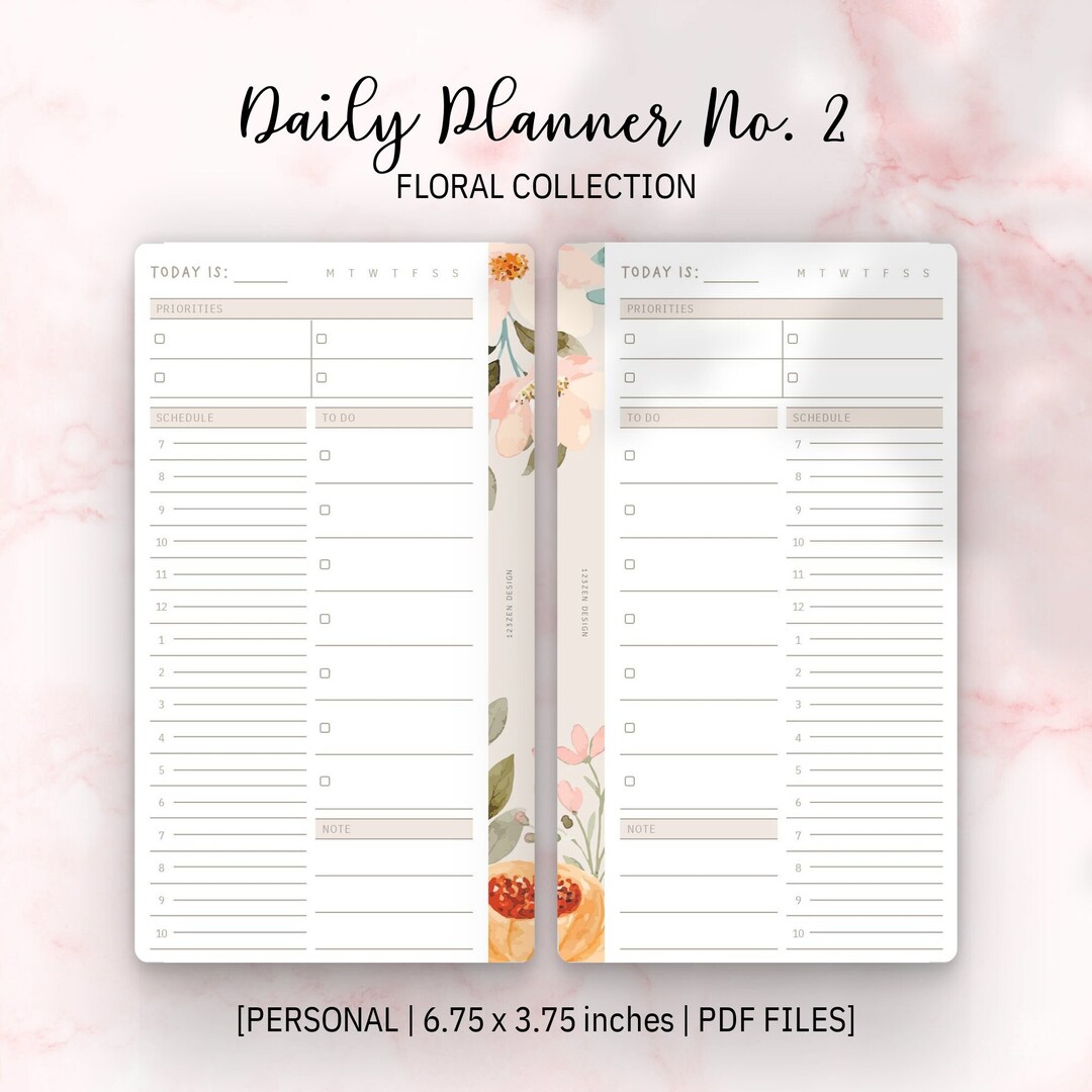 PERSONAL SIZE - Floral Collection | Daily Planner No. 2 - Etsy