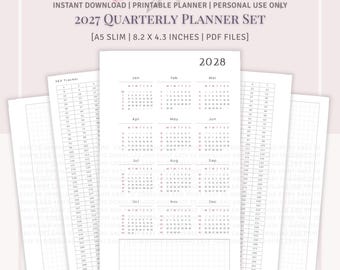 A5 SLIM SIZE - 2027 Dated Calendar and Perpetual Calendar + 365 Tracker Set