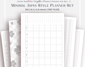 A5 LANDSCAPE SIZE - Minimalist Japan Style Planner Set for the Lefties