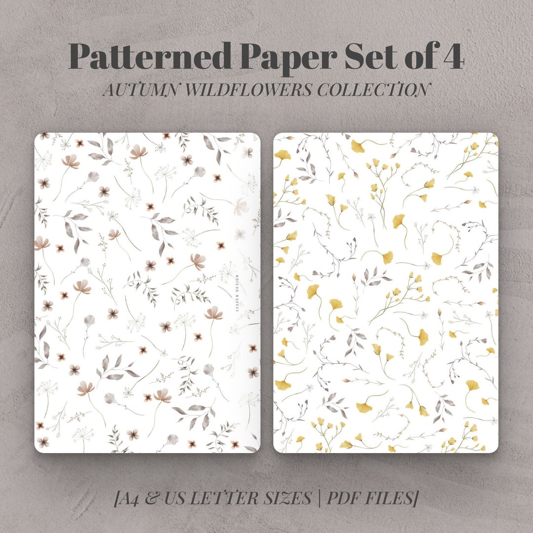 A4 and US LETTER Autumn Wildflowers Collection Printable Dashboard or Design Paper - Etsy Denmark