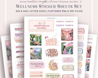 US and HALF LETTER - Wellness Sticker Sheets Set