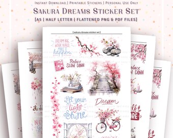 A5 and HALF LETTER - Sakura Dreams Sticker Set