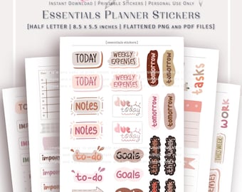 HALF and US LETTER - Essentials Printable Sticker Set