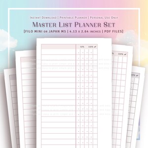 FILOFAX MINI - Master List Planner Set of 10