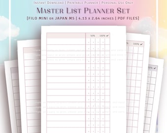 FILOFAX MINI - Master List Planner Set of 10