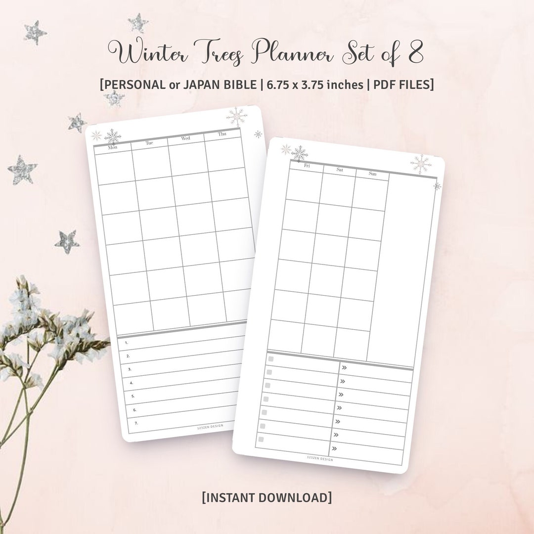 PERSONAL SIZE - Winter Trees Collection | Planner Set of 8 - Etsy
