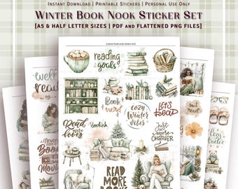 A5 and HALF LETTER - Winter Book Nook Sticker Set