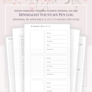 PERSONAL SIZE - Minimalist Fountain Pen Ink Log