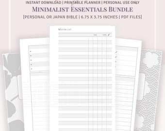PERSONAL SIZE - Minimalist Planner Essentials Bundle