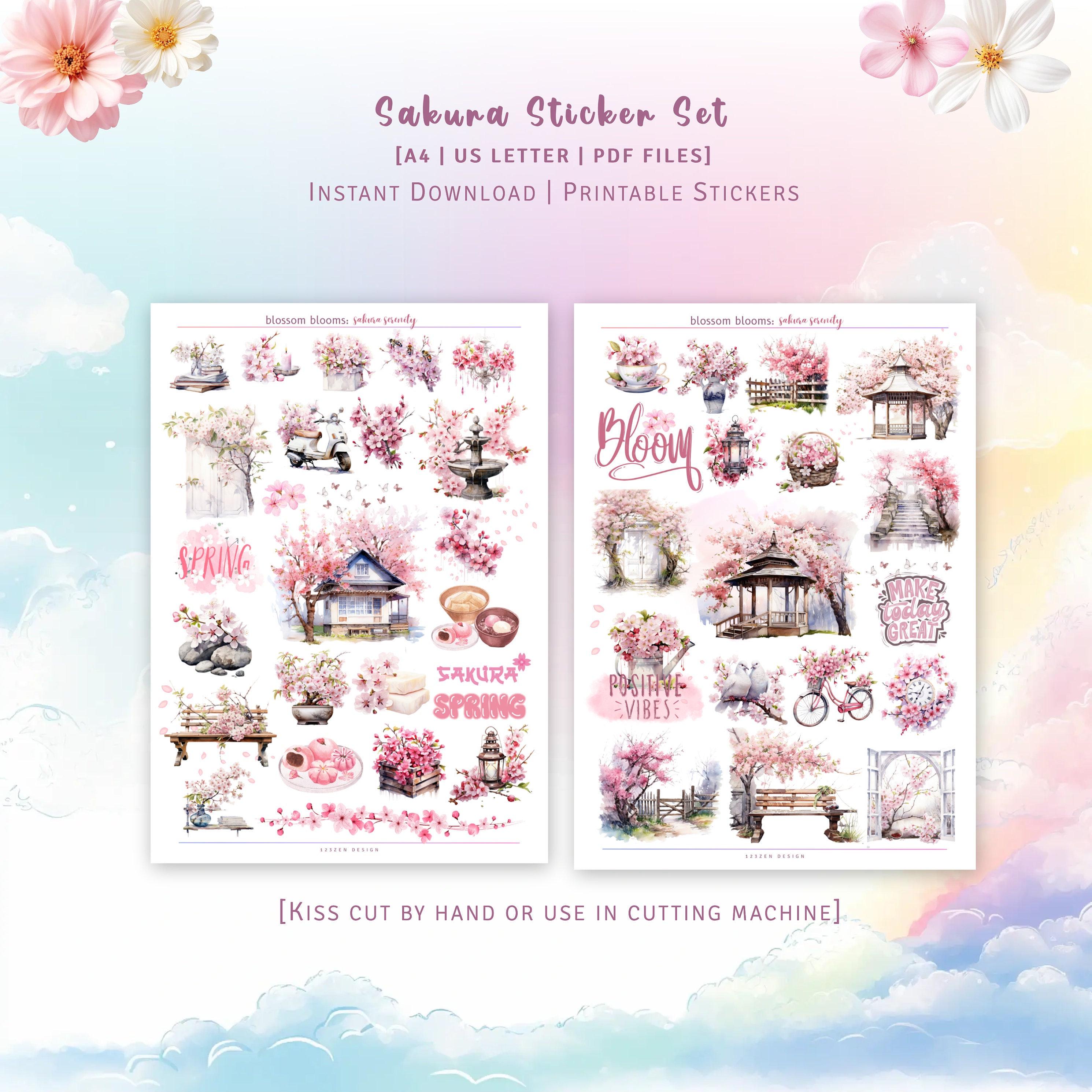 Sakura Letters A4 and US Letter - Sakura Serenity Sticker Set - Etsy