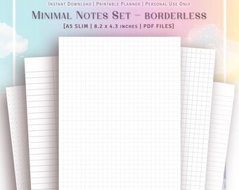 A5 SLIM SIZE - Minimal Notes Set - Borderless