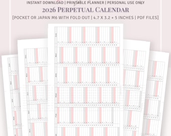 FORMAT DE POCHE PLIABLE - Calendrier perpétuel 2026
