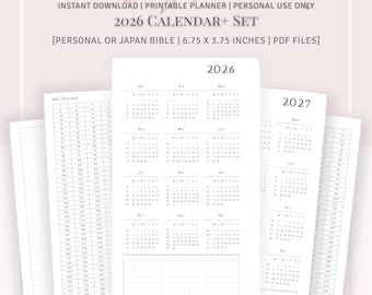 PERSONAL SIZE - 2026 Calendar Set