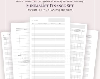 A5 SLIM SIZE - Minimalist Finance Planner Set