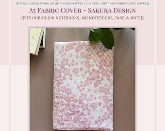 A5 Sakura Notebook Cover | Hand Stitched Floral Journal Cover | Hobonichi Cousin Cover | MD Notebook Cover