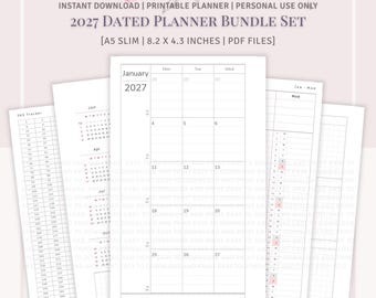 A5 SLIM SIZE  - 2027 Dated Planner Bundle Set