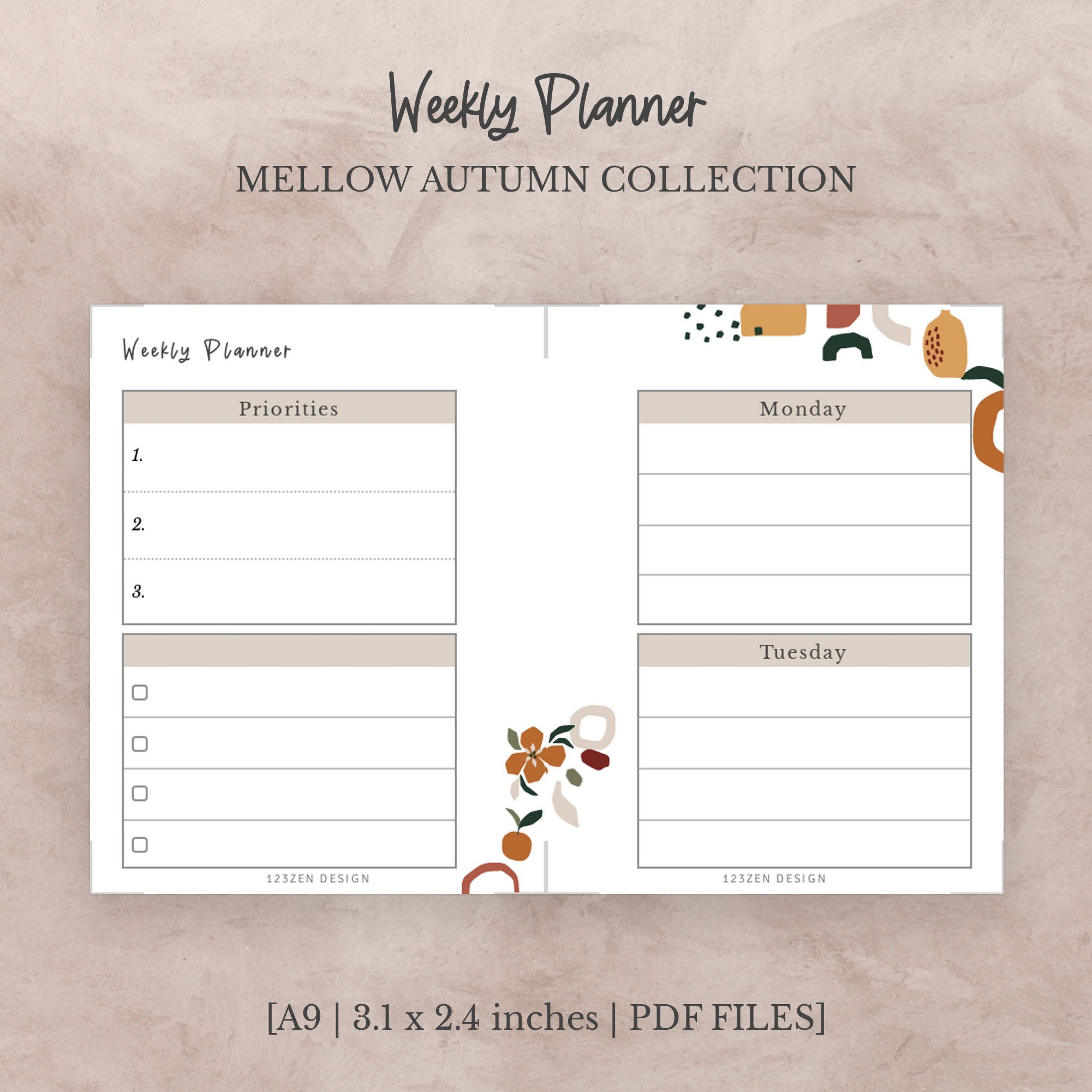 A9 SIZE - Mellow Autumn Collection | Planner Set of 8 - Etsy