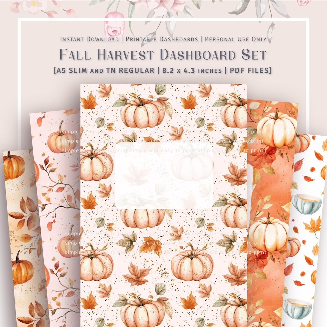 A5 SLIM SIZE Fall Harvest Planner Dashboard Set of 12 Etsy