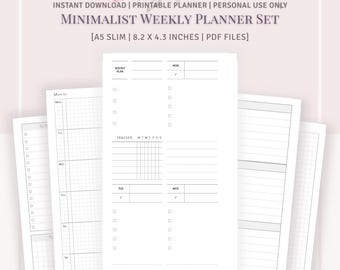 A5 SLIM SIZE - Minimalist Weekly Planner Set