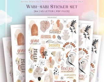 A4 and US Letter - Wabi-Sabi Printable Sticker Set