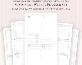 PERSONAL SIZE - Minimalist Weekly Planner Set