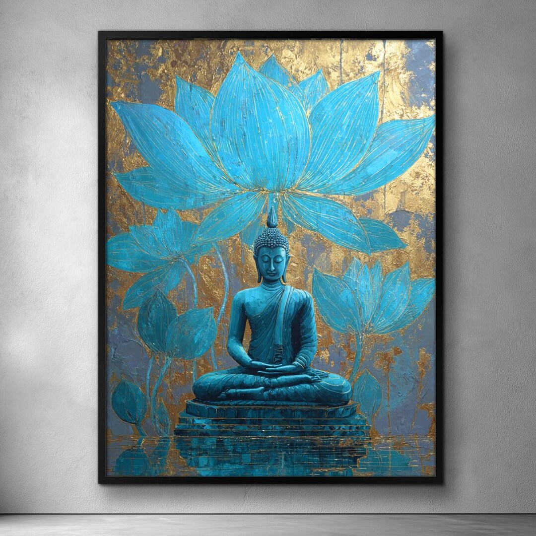 Golden Buddha Wall Art Canvas | Peaceful Zen Home Decor | Spiritual ...