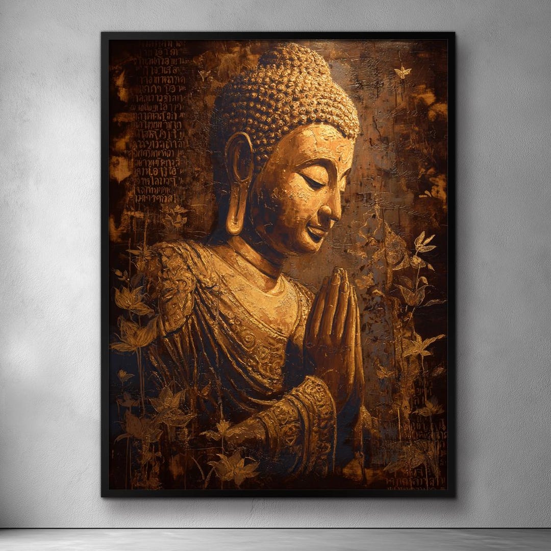Golden Buddha Wall Art Canvas | Peaceful Zen Home Decor | Spiritual ...