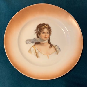 Antique C. Tielsch Austrian Transferware Porcelain Portrait Plate of Queen Louise