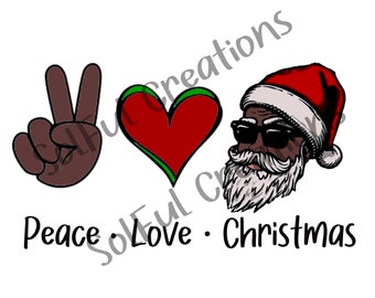 Peace Love and Christmas African American Santa